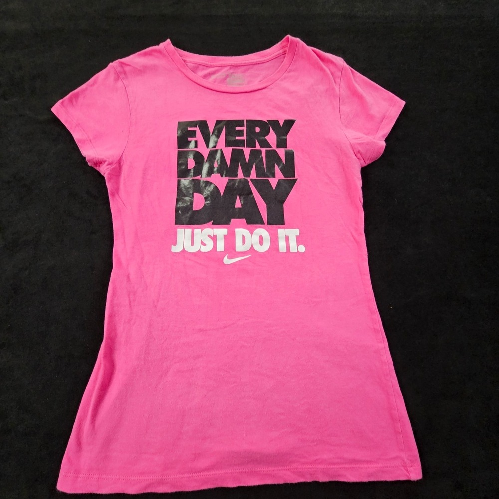 Nike Just Do It Every Damn Day Pink Short Sleeve Cotton T-Shirt Women's M